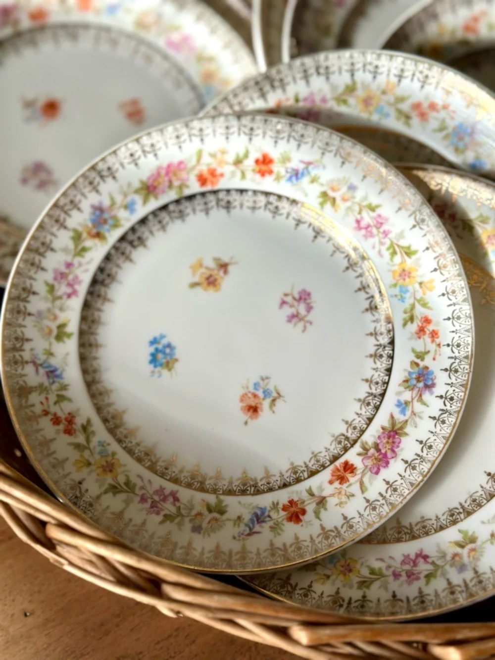 Antique C.T. Germany Floral B and B Plates Set 12 Gold Gilt Victorian Porcelain